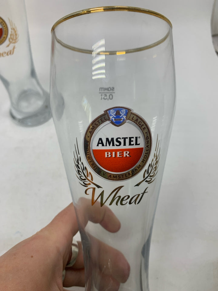 2 AMSTEL LAGER PILSNER GLASSES.