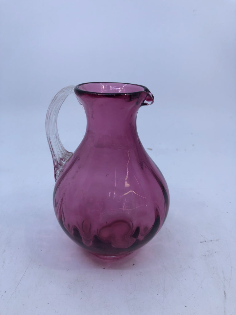 PILGRIM CRANBERRY GLASS PITCHER W NARROW NECK.