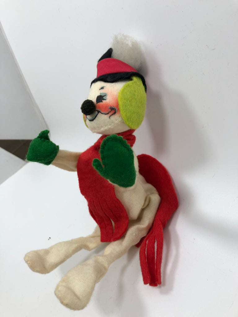 ANNALEE SNOWMAN W/LONG RED SCARF FIGURINE.