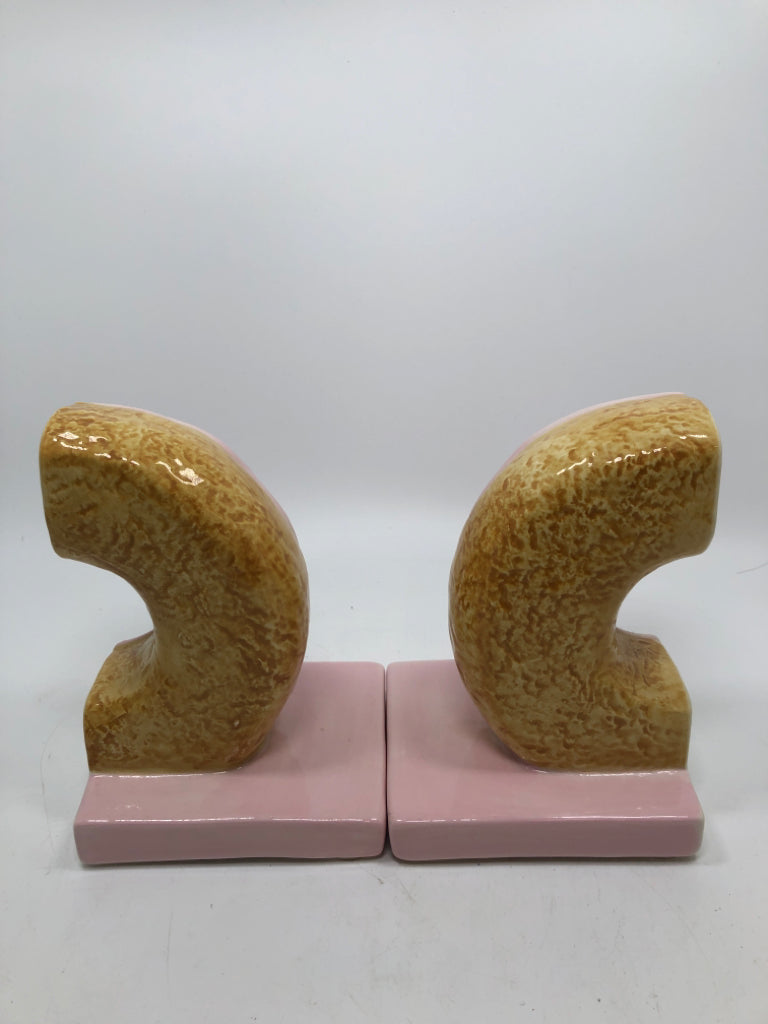 PINK DONUT CERAMIC BOOK ENDS.