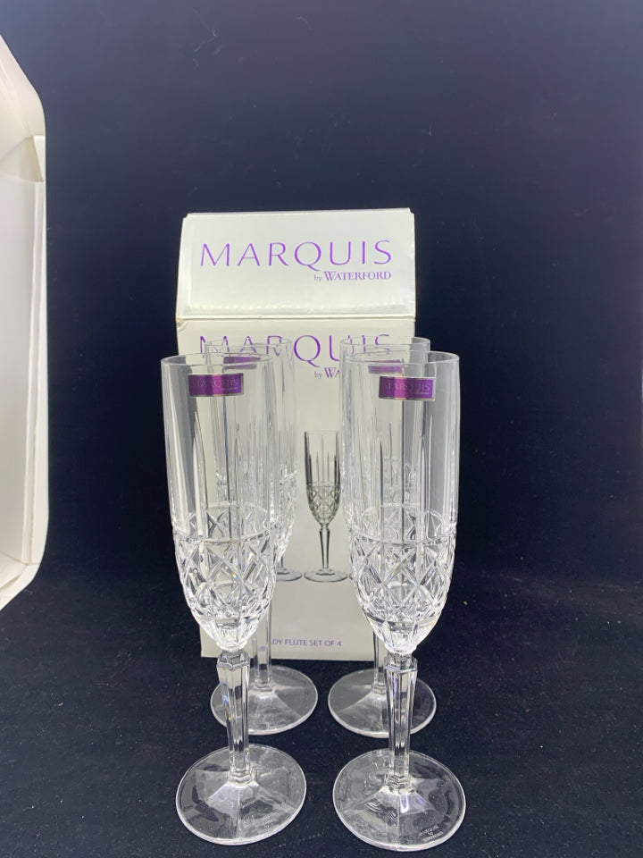 4 MARQUIS BY WATERFORD BRANDY FLUTE SET.