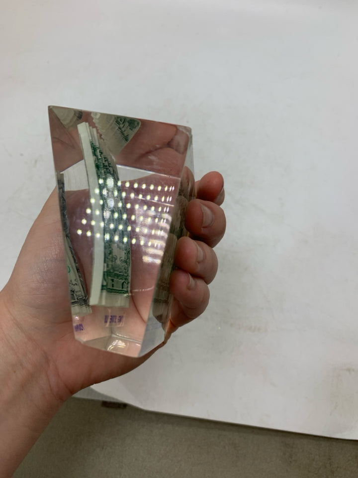 RESIN CRINKLE DOLLAR BILL.