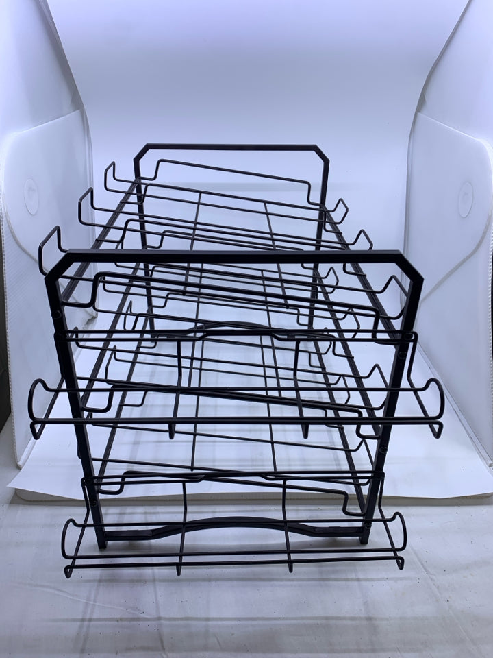 METAL CAN STORAGE RACK.