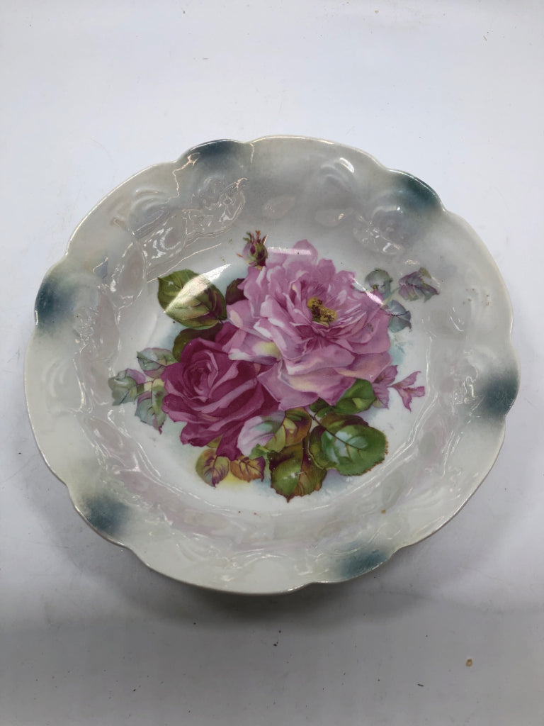 VTG PORCELAIN DECORATIVE FLORAL BOWL- GERMANY.