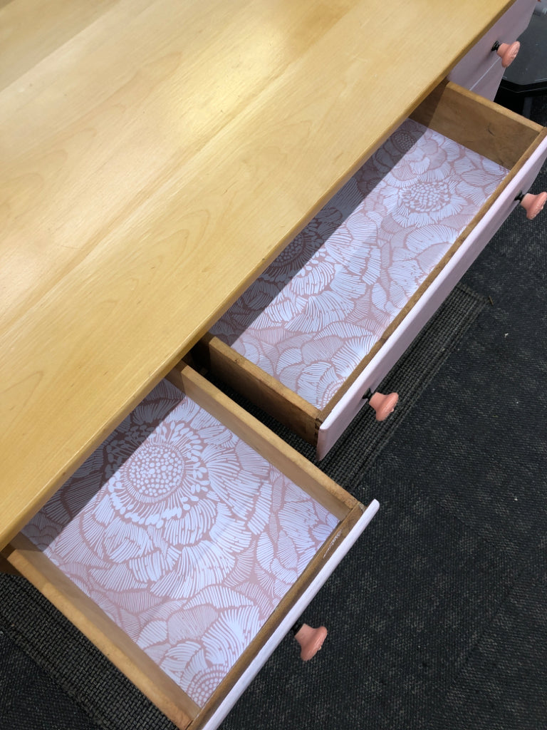 PINK-DRAWER PAINTED STUDENT DESK.