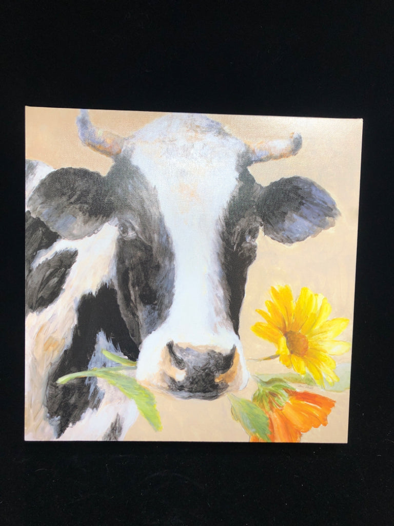 COW W/SUNFLOWER CANVAS.