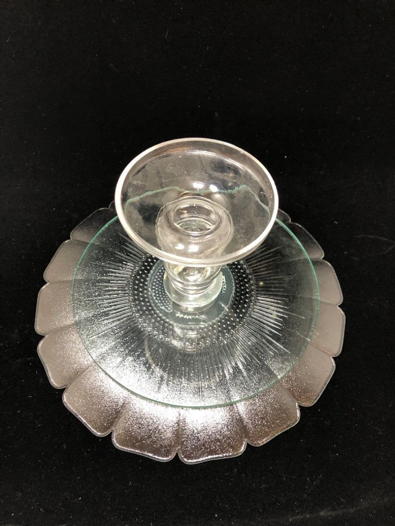 FLOWER/PETAL GLASS CAKE STAND.