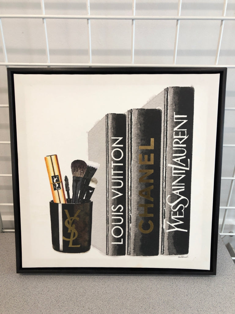 MAKEUP GLAM BLACK & GOLD BOOKSTACK WALL-ART.