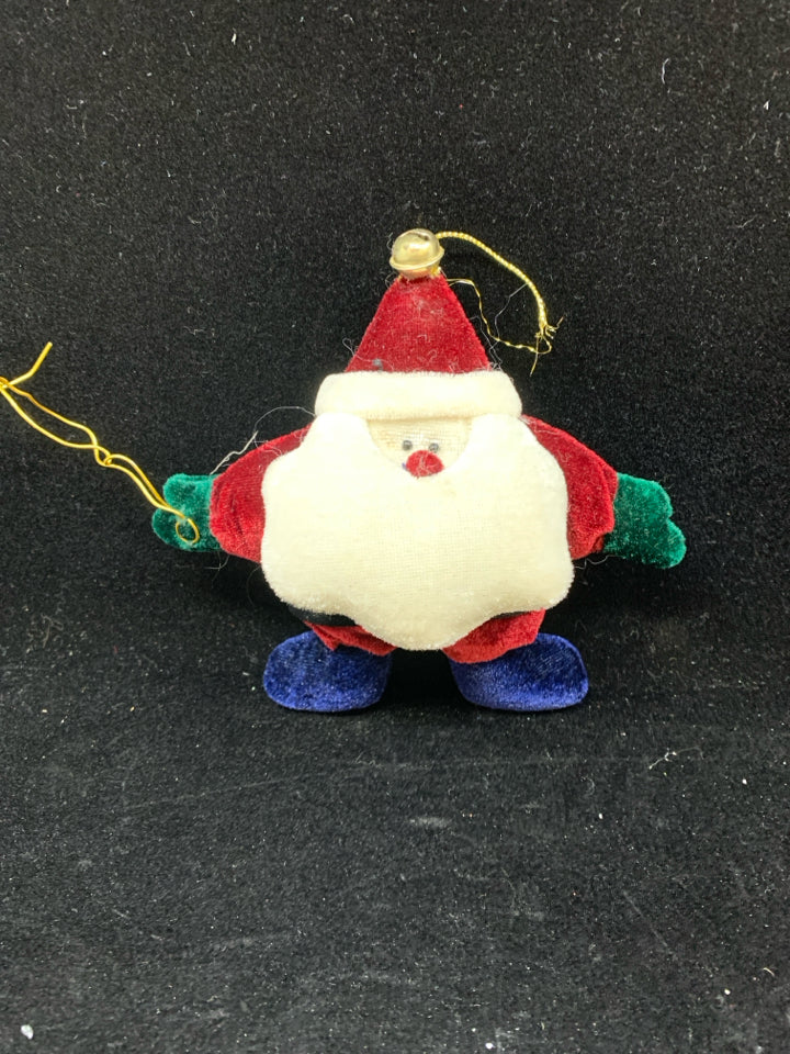 PLUSH SANTA STAR SHAPED ORNAMENT.
