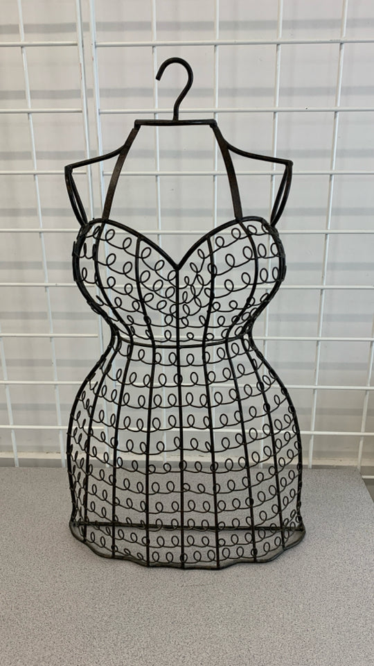 HANGING METAL MANNEQUIN DRESS FORM.