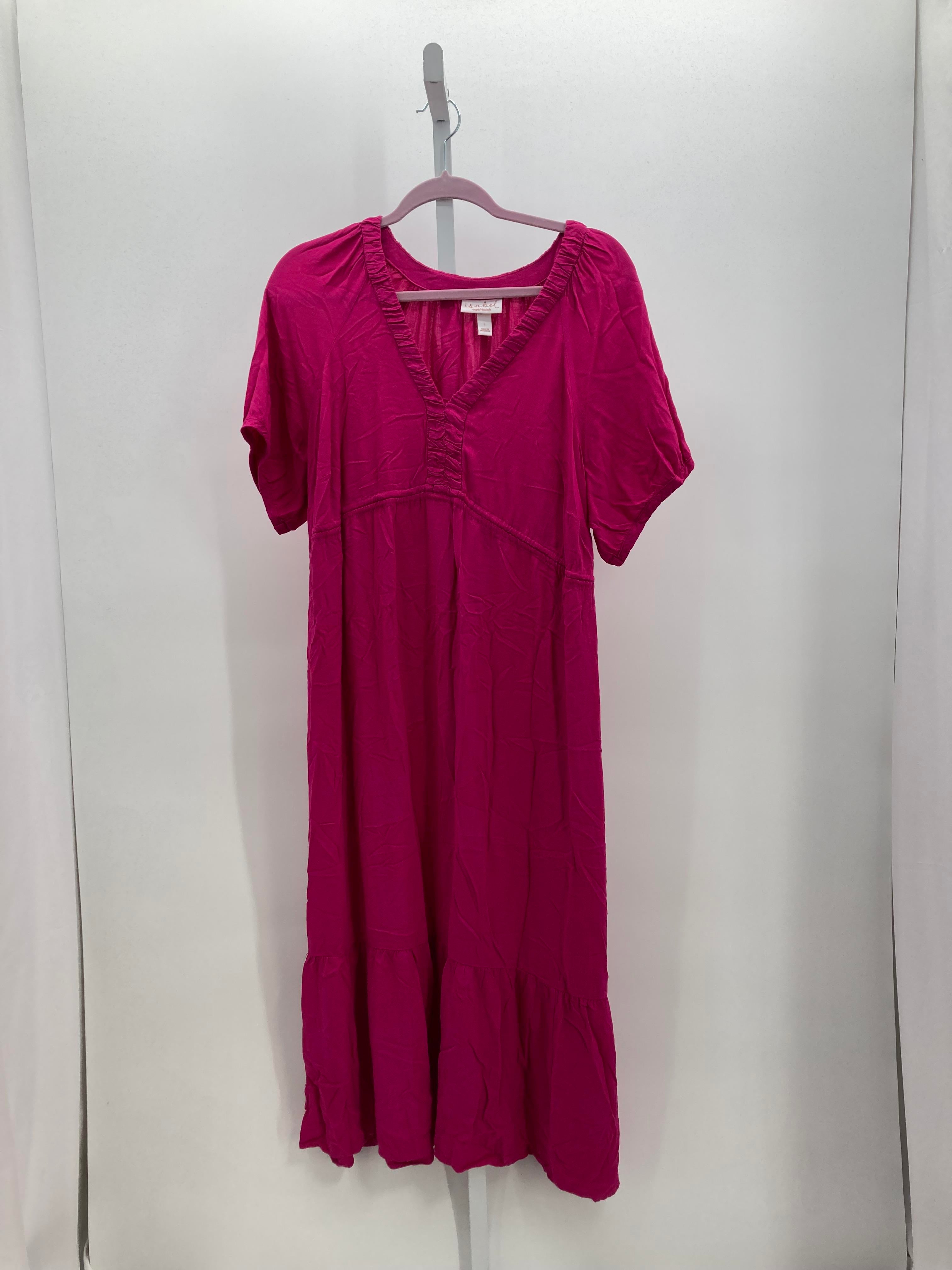 Isabel Pink Size Large Maternity Short Sleeve Dress