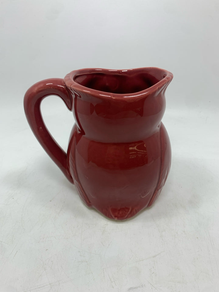 OWL RED CERAMIC PITCHER.