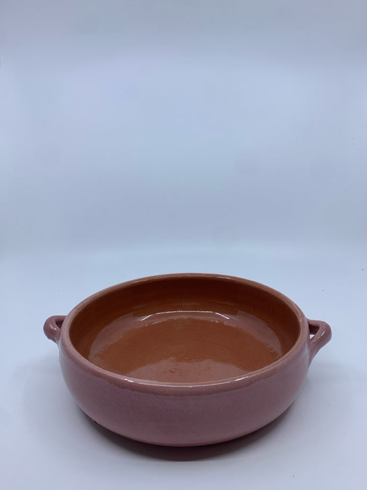 TERRA COTTA GLAZED SERVING BOWL.