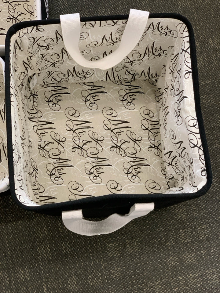 3PC MR AND MRS FABRIC BIN SET.