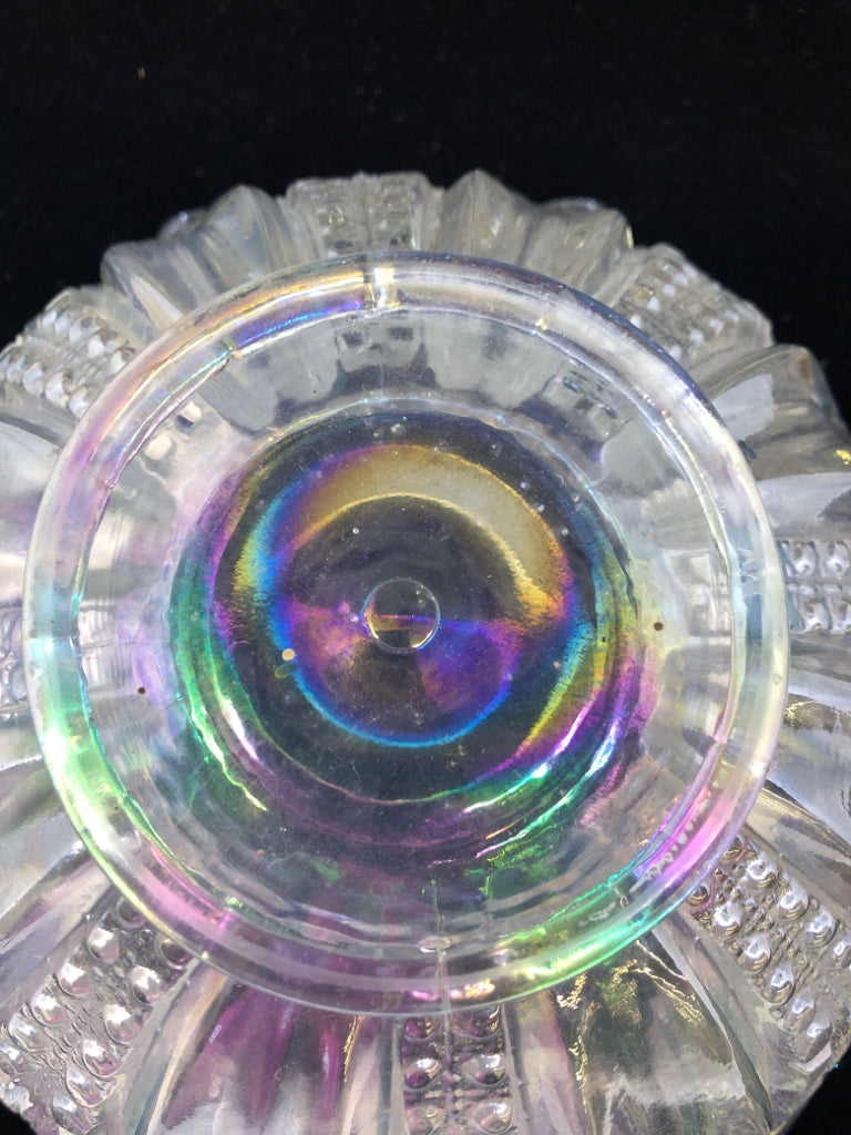 WHITE IRIDESCENT BOWL.