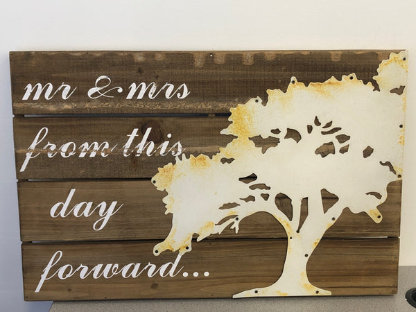 "MR AND MRS FROM THIS DAY FORWARD" WALL HANGING.