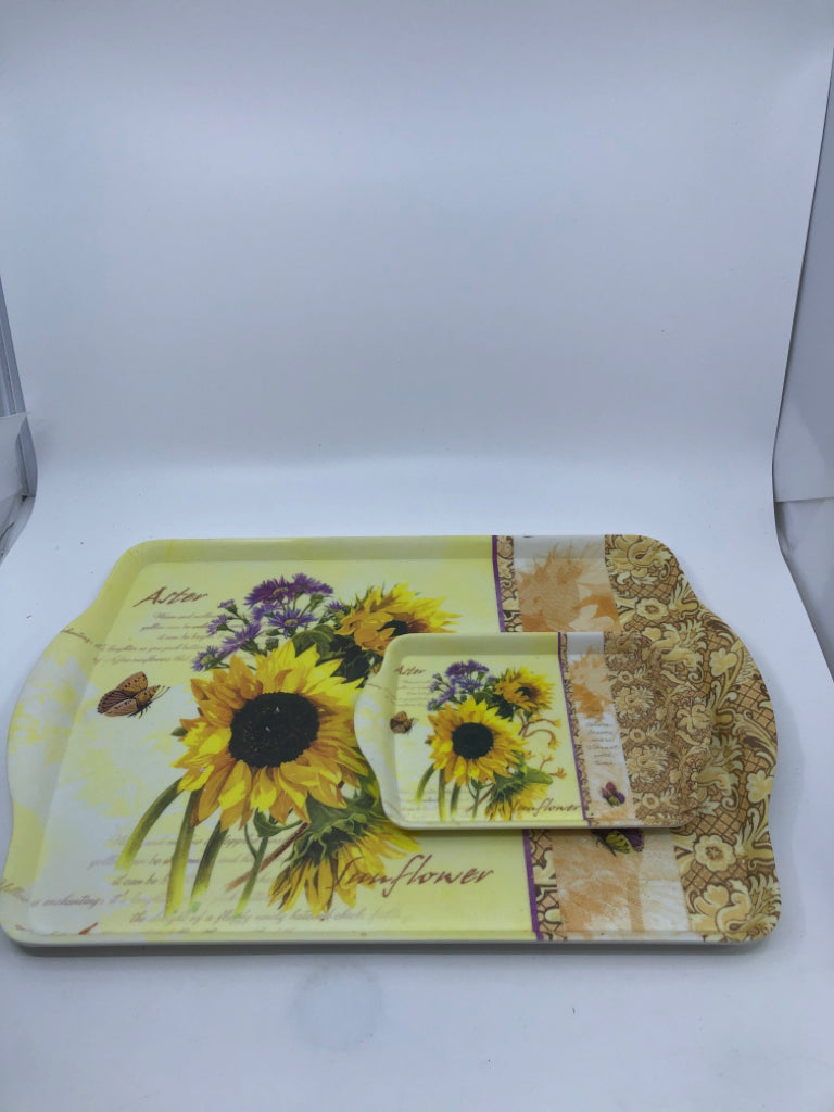 2 PC PLASTIC SUNFLOWER TRAYS.