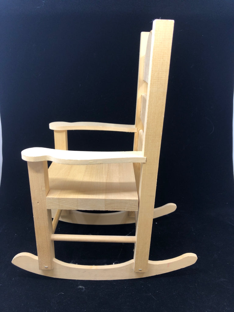 DOLL BLONDE WOOD ROCKING CHAIR- WALNUT HOLLOW.