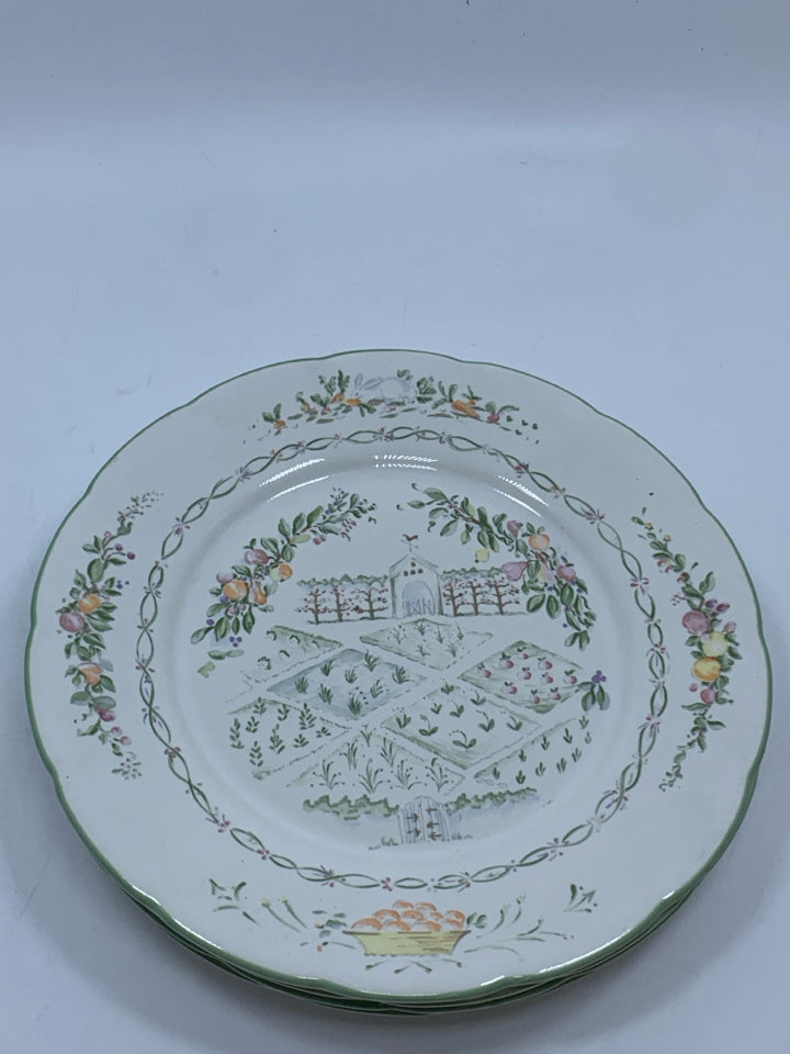 4 LENOX GARDEN GATE LUNCH PLATES.