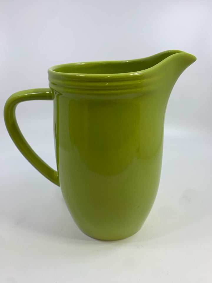 OLIVE GREEN STONEWARE PITCHER.