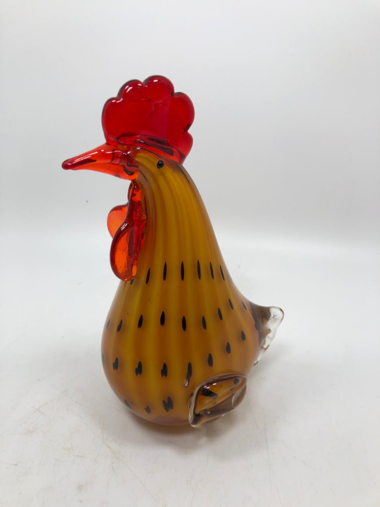 ORANGE GLASS ROOSTER.