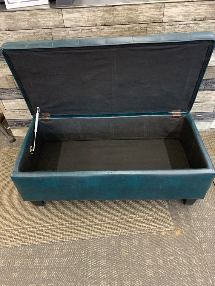 DARK GREEN FAUX LEATHER FOOTREST/CHEST.