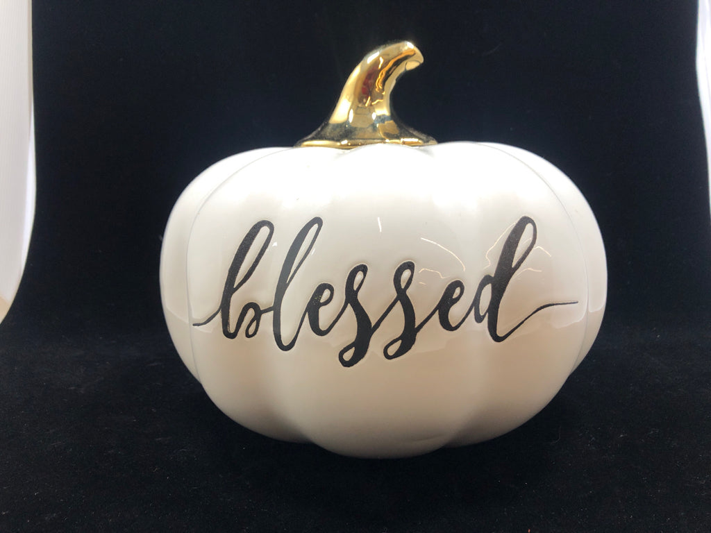 "BLESSED" CERAMIC PUMPKIN.