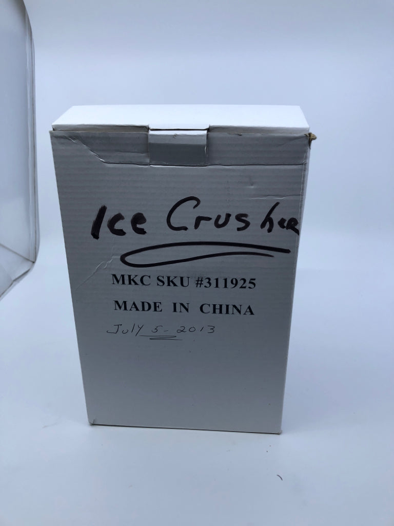 NIB PLASTIC ICE CRUSHER.