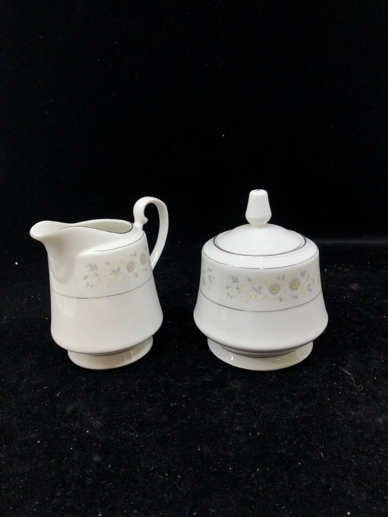 2 PC ANTIBES CHINA FLORAL SUGAR AND CREAMER SET.