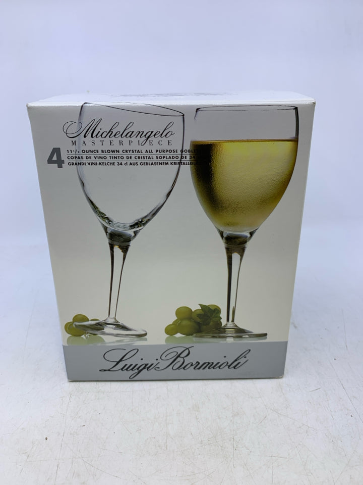 4 CRYSTAL WINE GLASSES- IN BOX