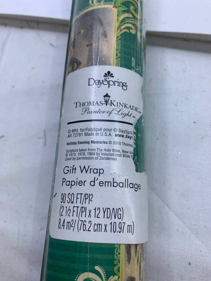 NIP GREEN WINTER COTTAGE WRAPPING PAPER.