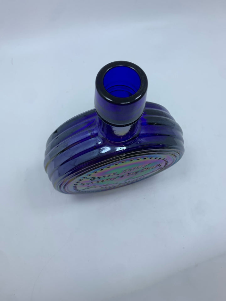 VTG PURPLE IRIDESCENT GLASS ROOSEVELT EMPTY BOTTLE.