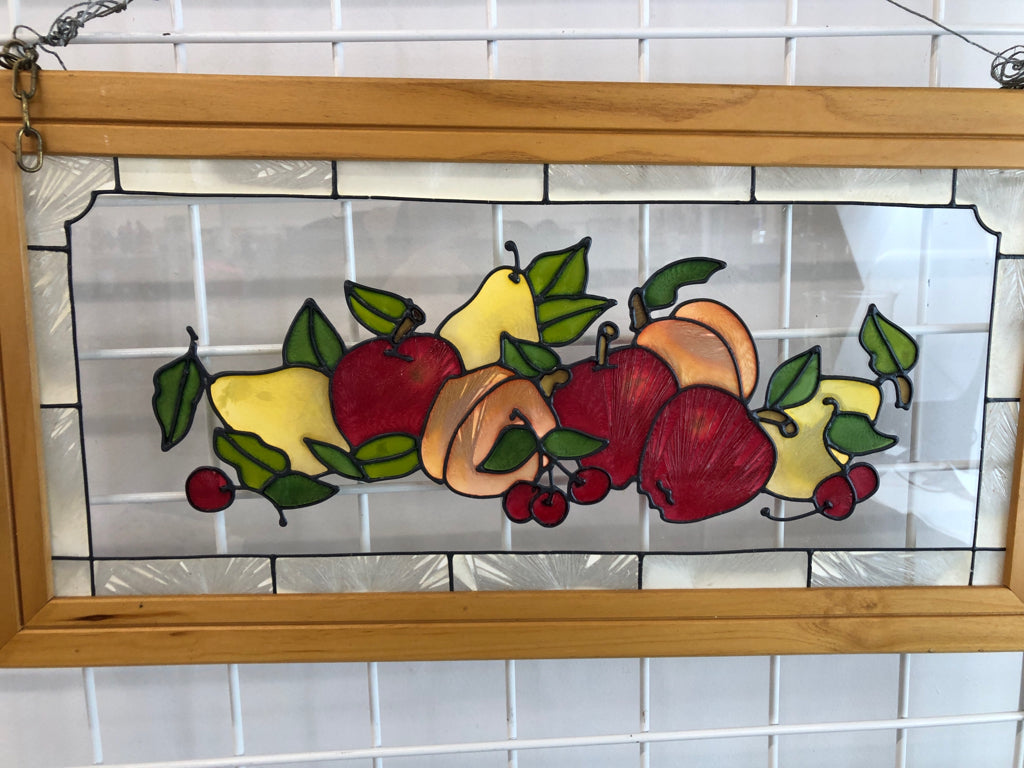 APPLE STAINED GLASS STYLE FRAMED WALL ART.