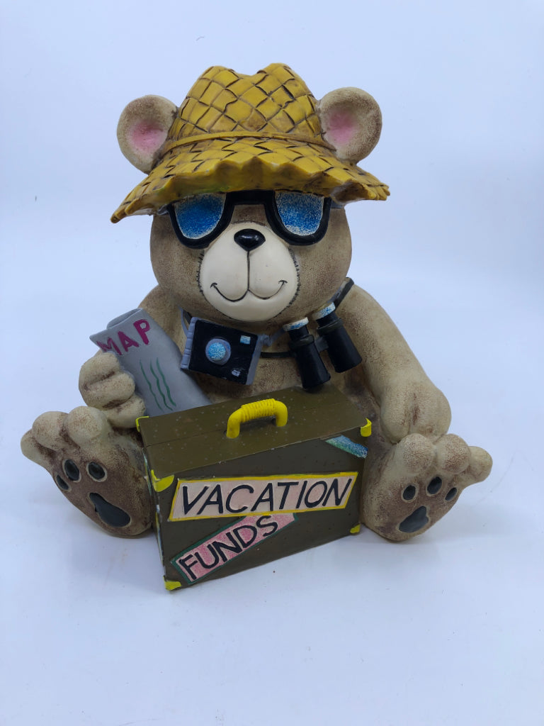 RESIN VACATION FUNDS TEDDY BEAR BANK.