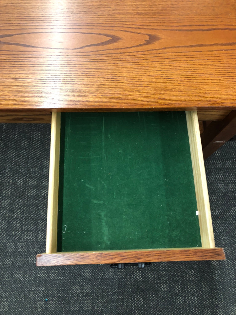 DARK WOOD DESK W 2 DRAWERS.