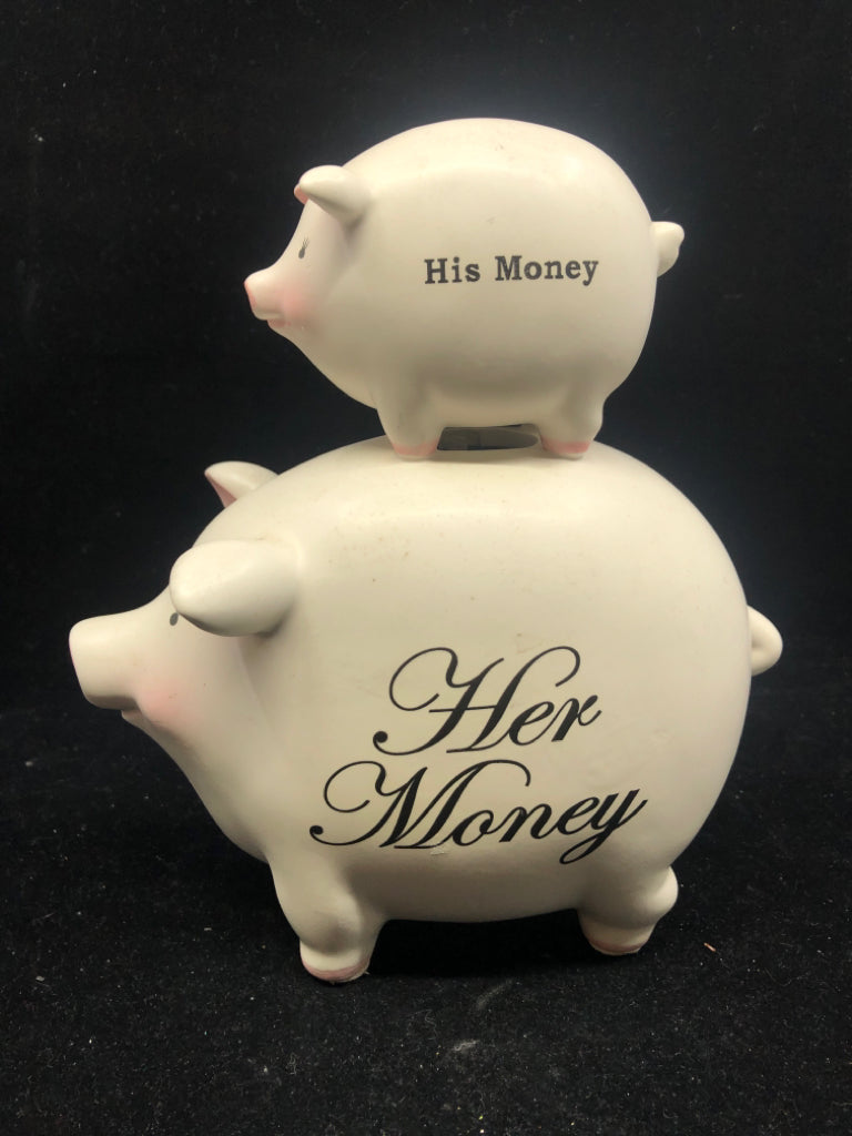 HIS MONEY HER MONEY PIGGY BANK.