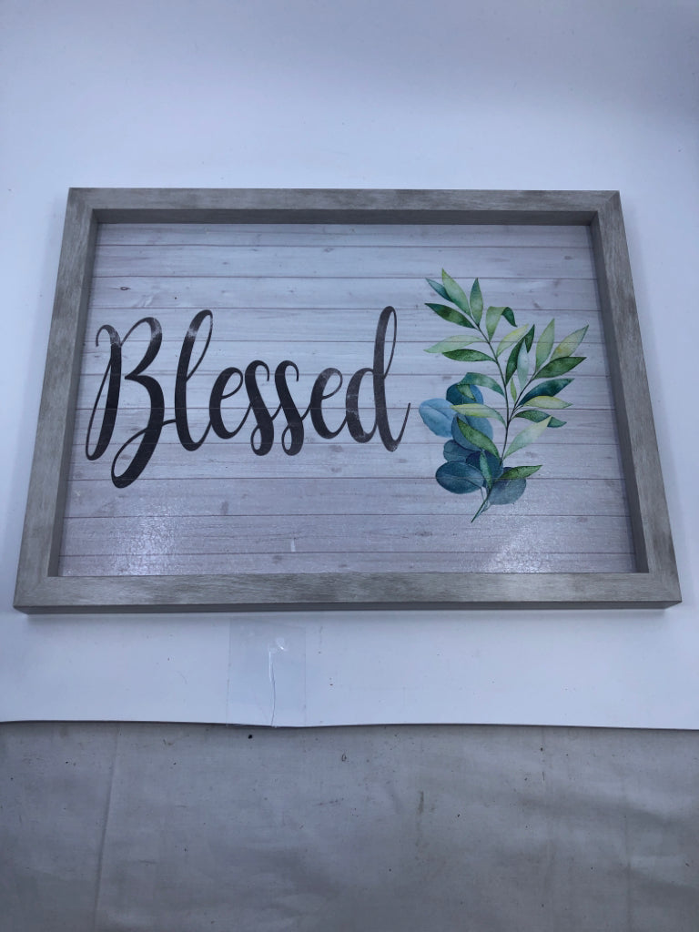 BLESSED GREY WOOD WALL ART.