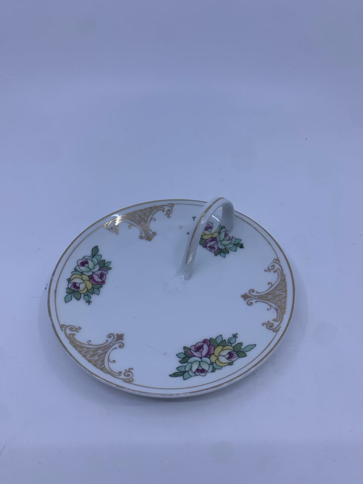 VTG FLORAL PLATE W HANDLE- BAVARIA.