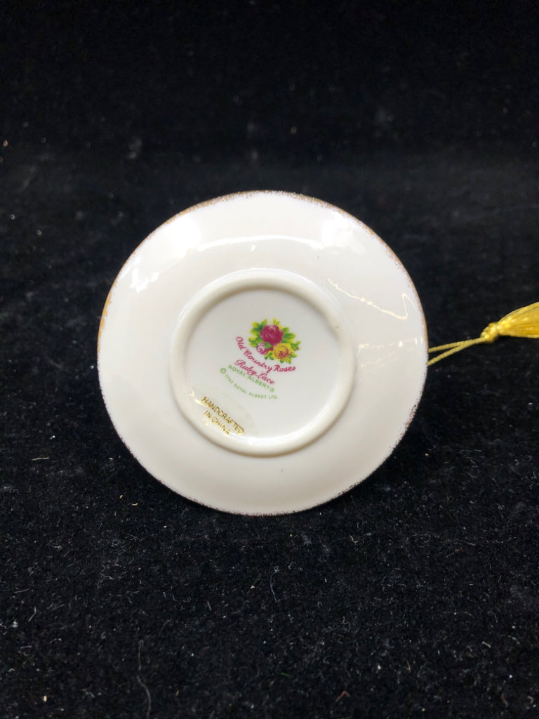 NIB DARK PINK TEACUP ORNAMENT-ROYAL ALBERT.