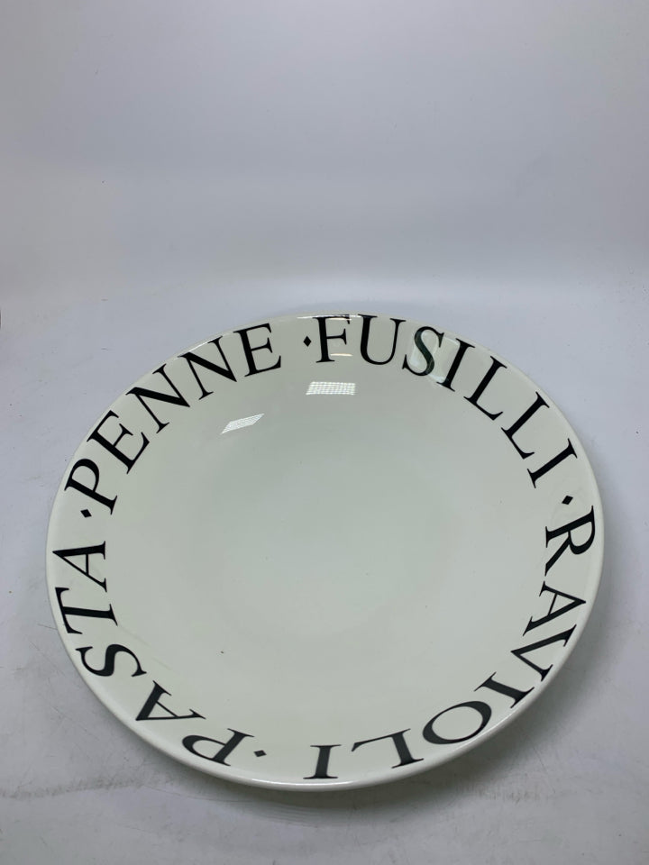 VTG MADE IN ITALY PASTA SERVING BOWL W/SCRIPT.