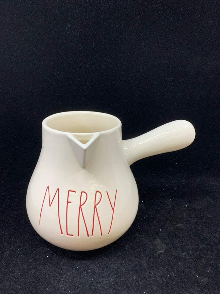 "MERRY" WHITE COCOA POT-RAE DUNN.