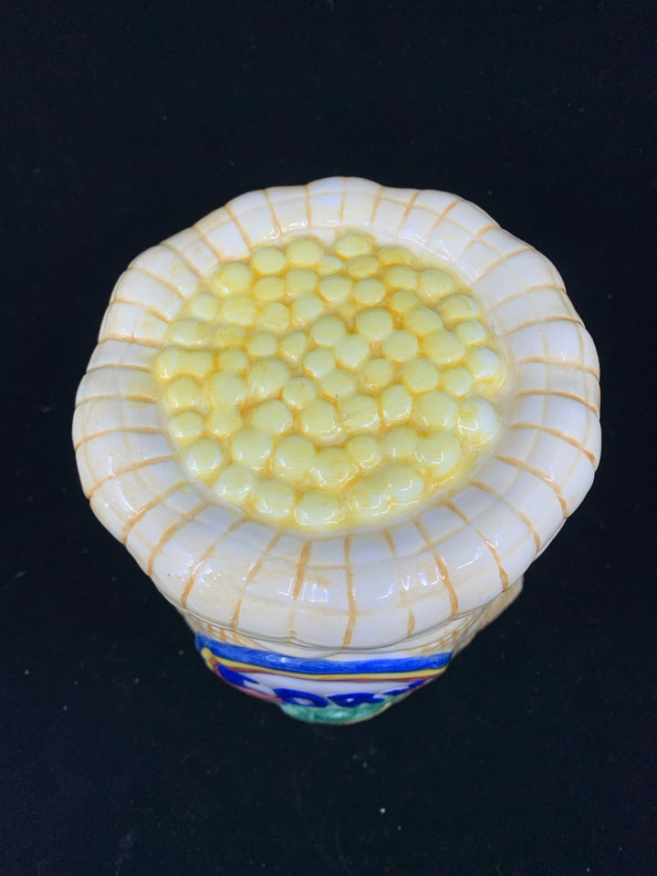 CERAMIC CORN FEED CANISTER.