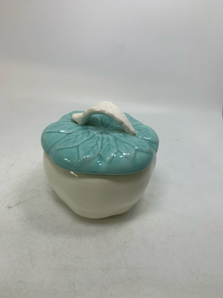 CERAMIC APPLE TEAL LID.
