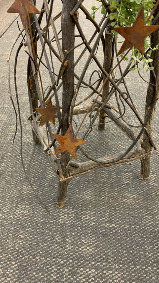 PRIMITIVE TWISTED BRANCH TREE W/STARS.