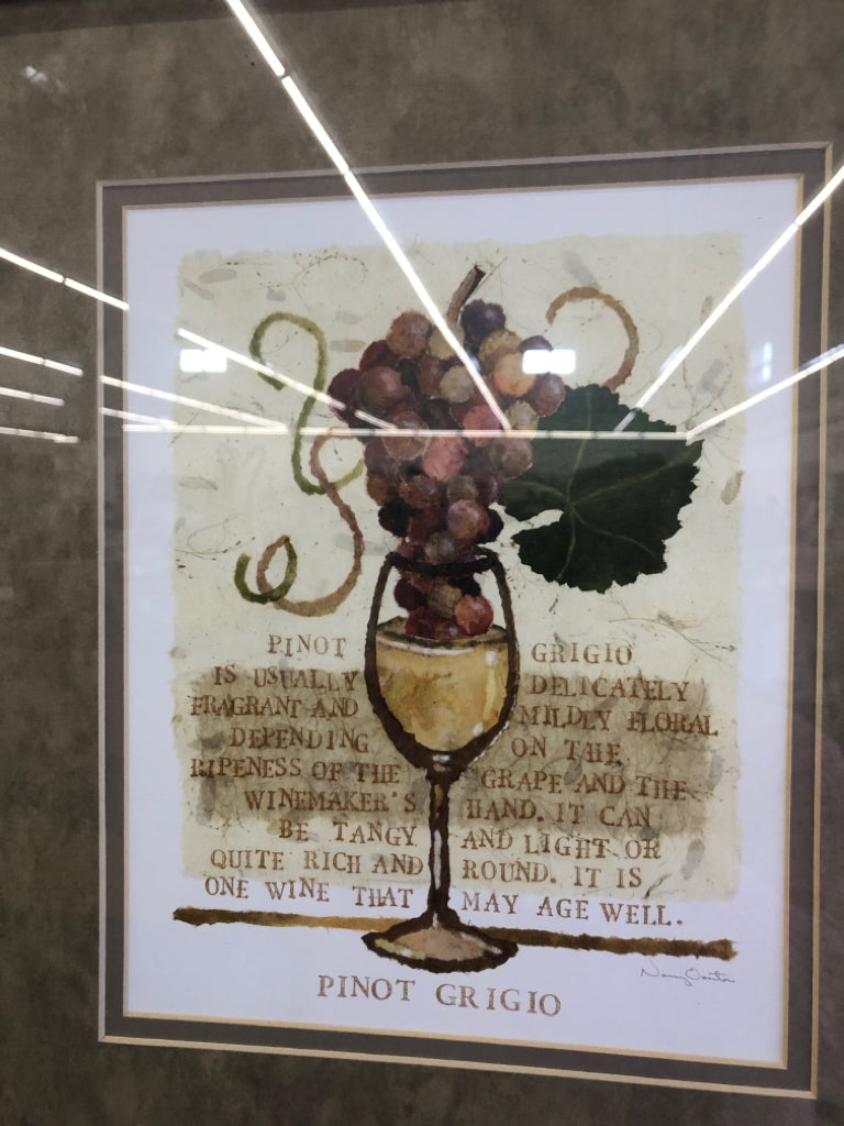 PINO GRIGIO PAINTING IN TEXTURED WOOD FRAME.