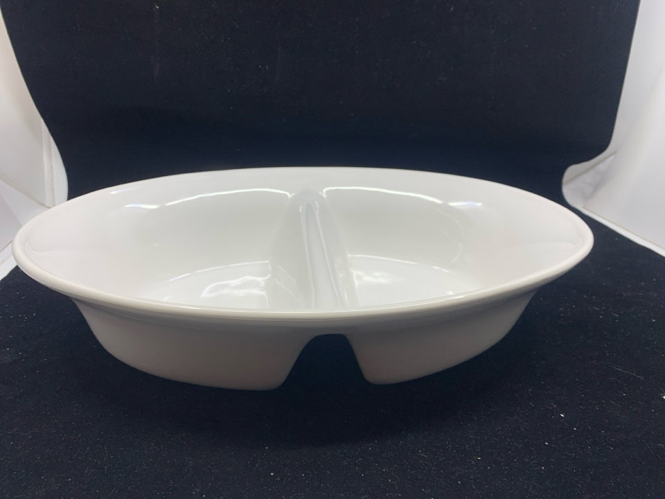 WHITE 2 SECTION OVAL DIVIDED SERVER.