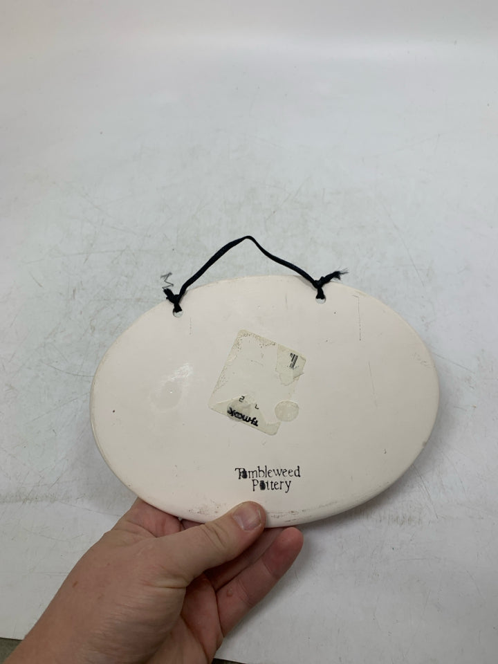 WAKE ME UP WHEN CERAMIC OVAL SIGN.