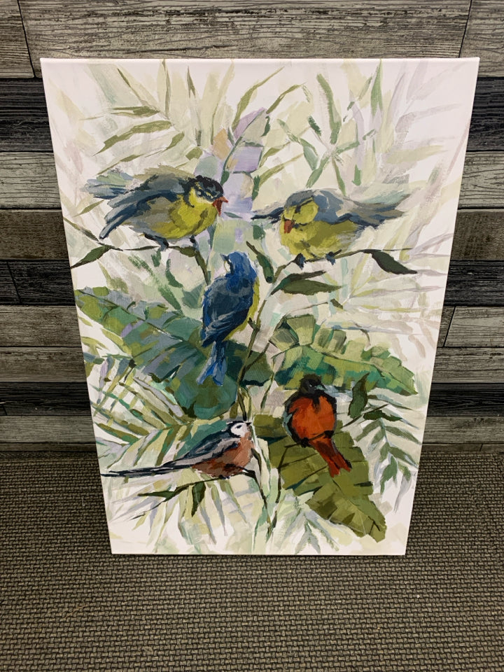 COLORFUL BIRDS PAINTED CANVAS.