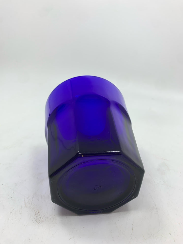 4 COBALT BLUE GLASS CUPS.