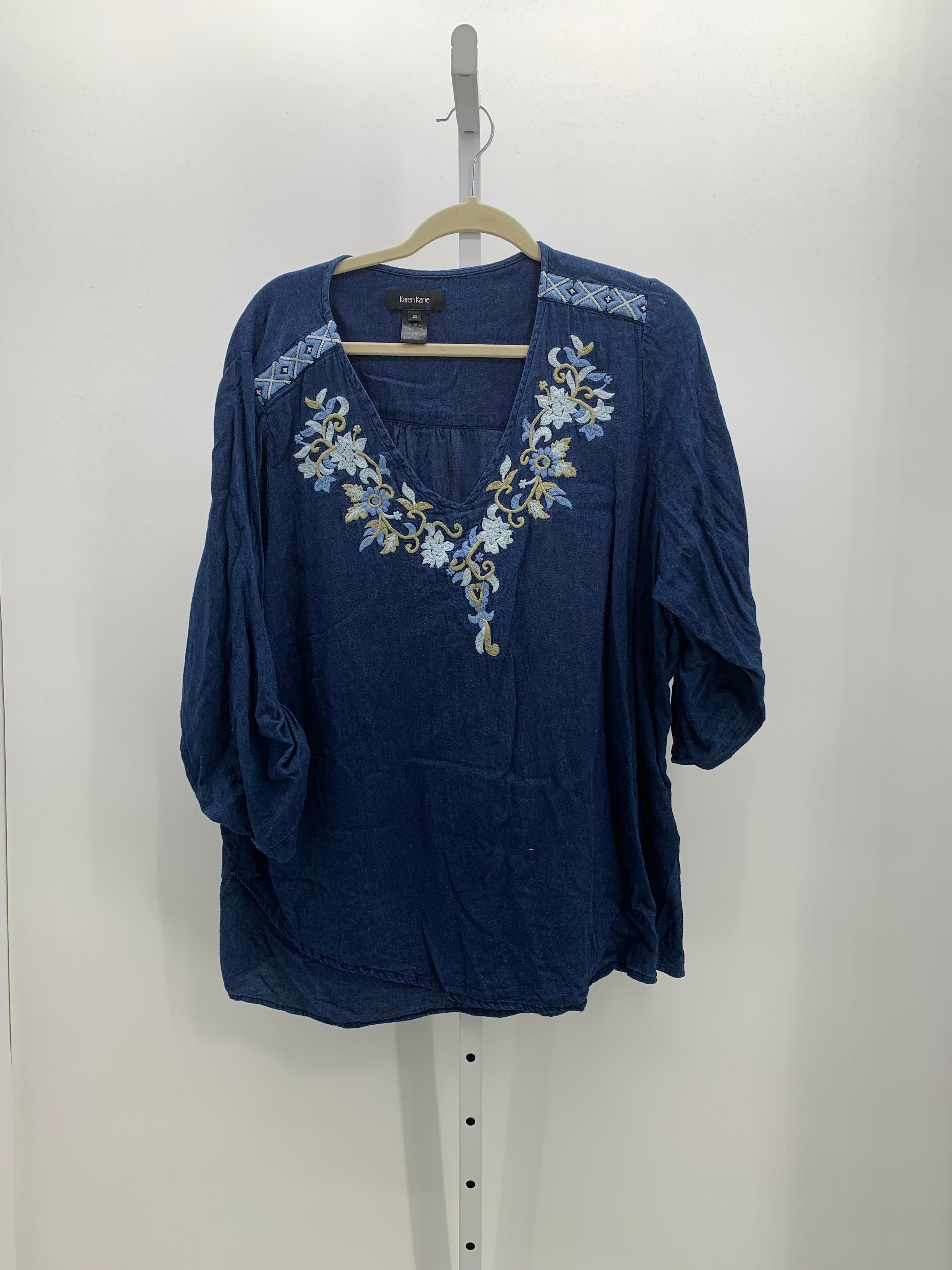 Karen Kane Size 2X Womens 3/4 Sleeve Shirt